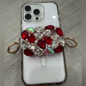 ShopEvelynne Red and Gold Gem Phone Grip